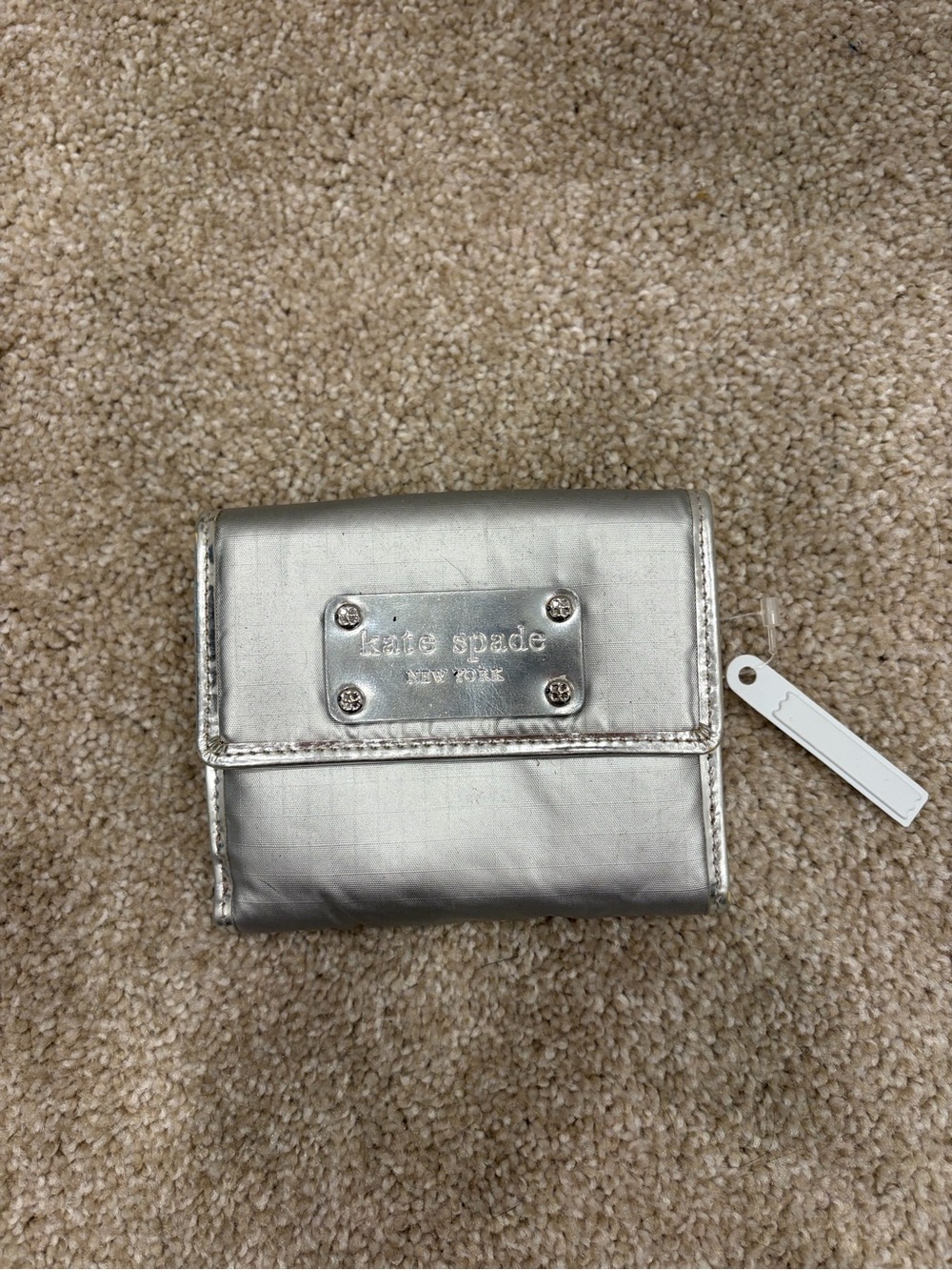 kate spade metallic silver compact fold wallet